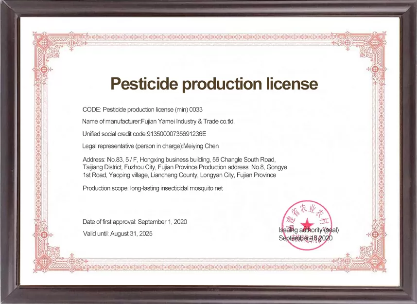 Pesticide production license